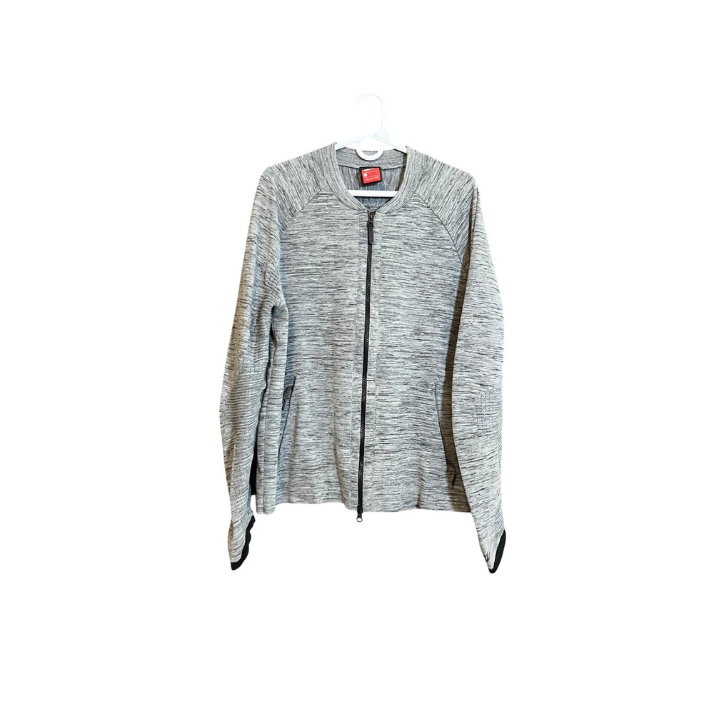 Nike Sportswear Tech Knit Bomber Jacket Grey Marl Full Zip Mens Large